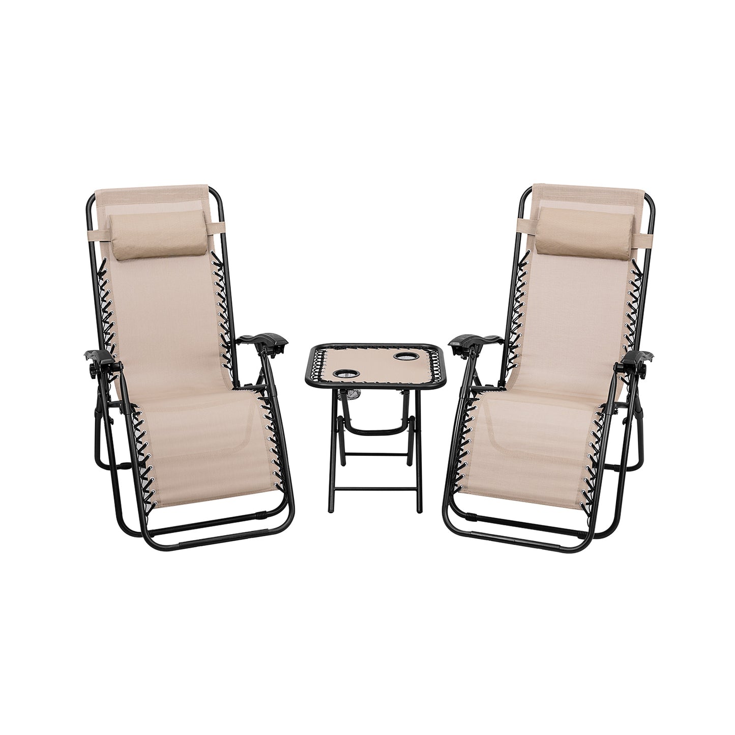 Zero Gravity Reclining Lounge Chairs with Table Set (3-Piece)