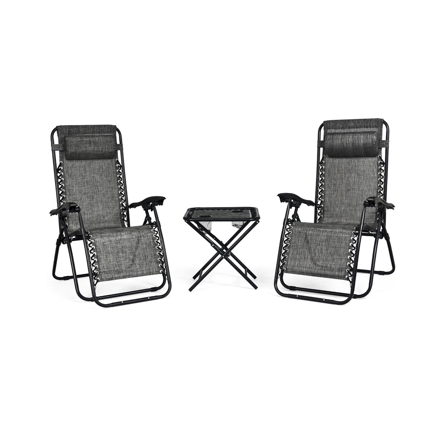 Zero Gravity Reclining Lounge Chairs with Table Set (3-Piece)