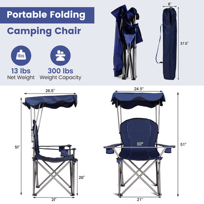Folding Beach Canopy Chair with Cup Holders