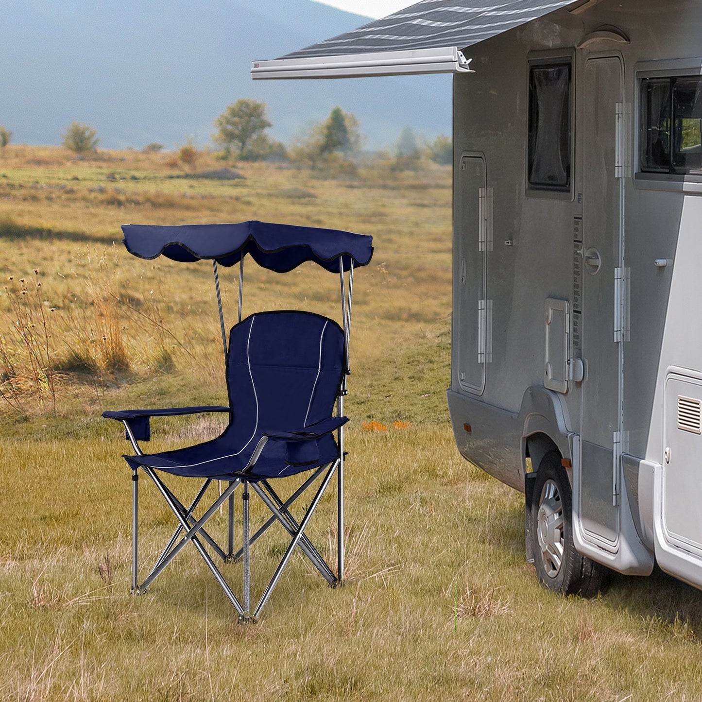Folding Beach Canopy Chair with Cup Holders