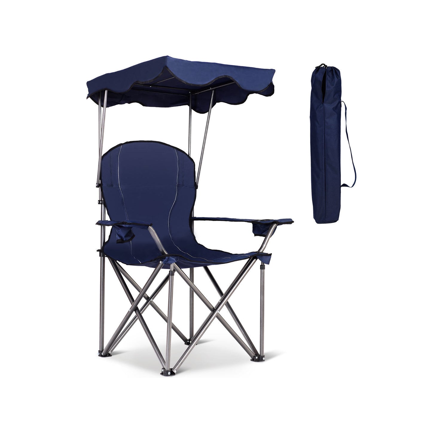 Folding Beach Canopy Chair with Cup Holders