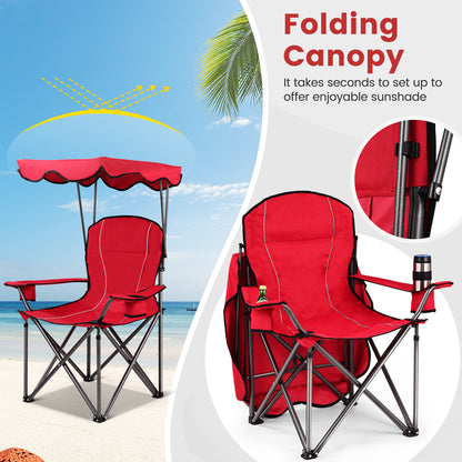 Folding Beach Canopy Chair with Cup Holders
