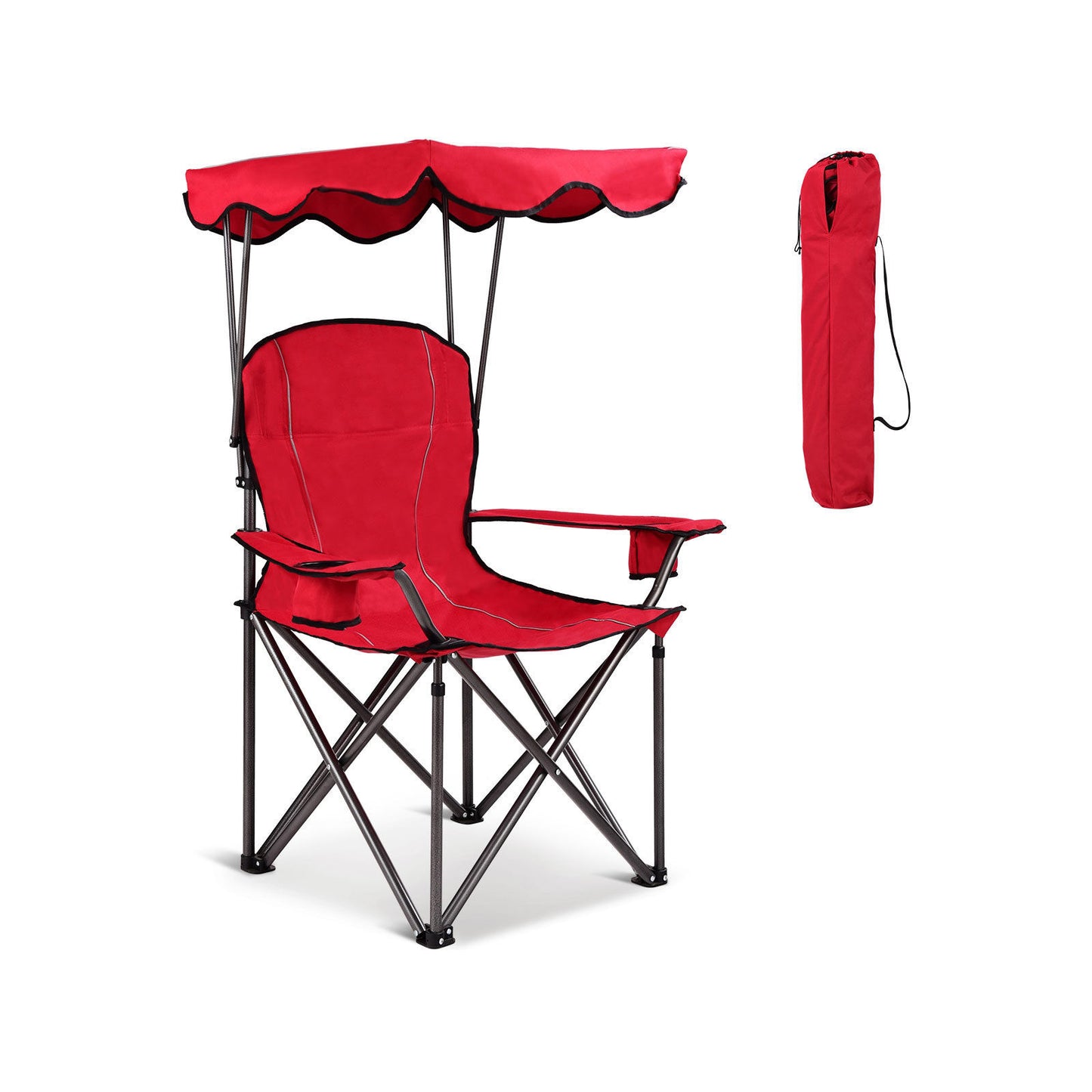 Folding Beach Canopy Chair with Cup Holders