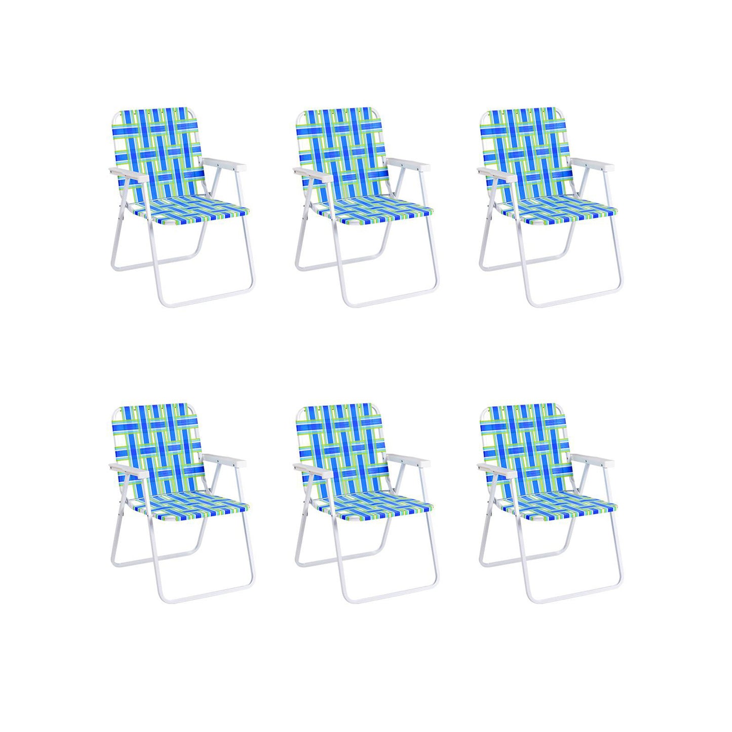 Folding Beach Chair Set of 6 with Steel Frame