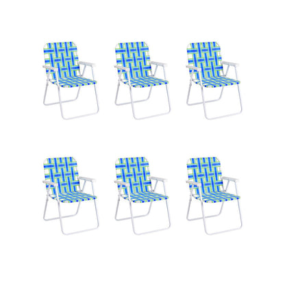Folding Beach Chair Set of 6 with Steel Frame