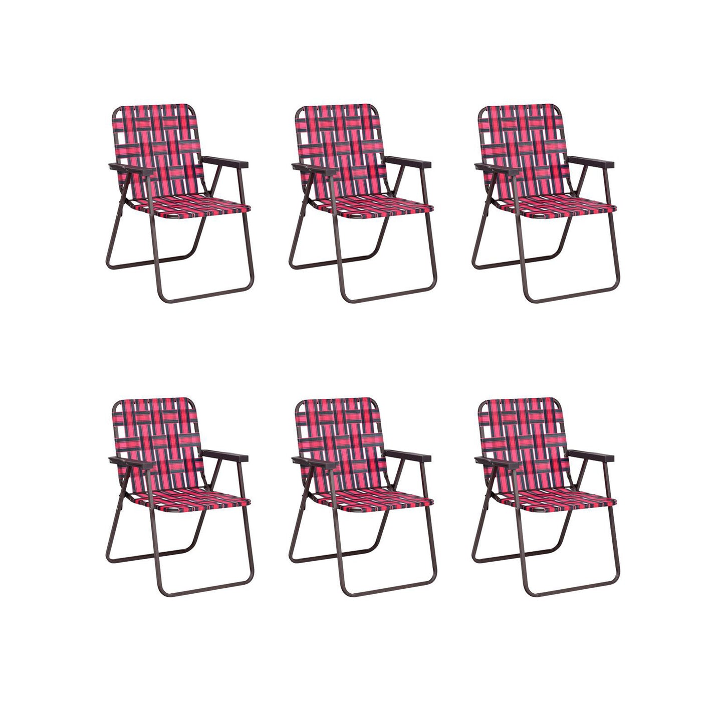 Folding Beach Chair Set of 6 with Steel Frame