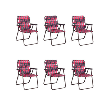 Folding Beach Chair Set of 6 with Steel Frame