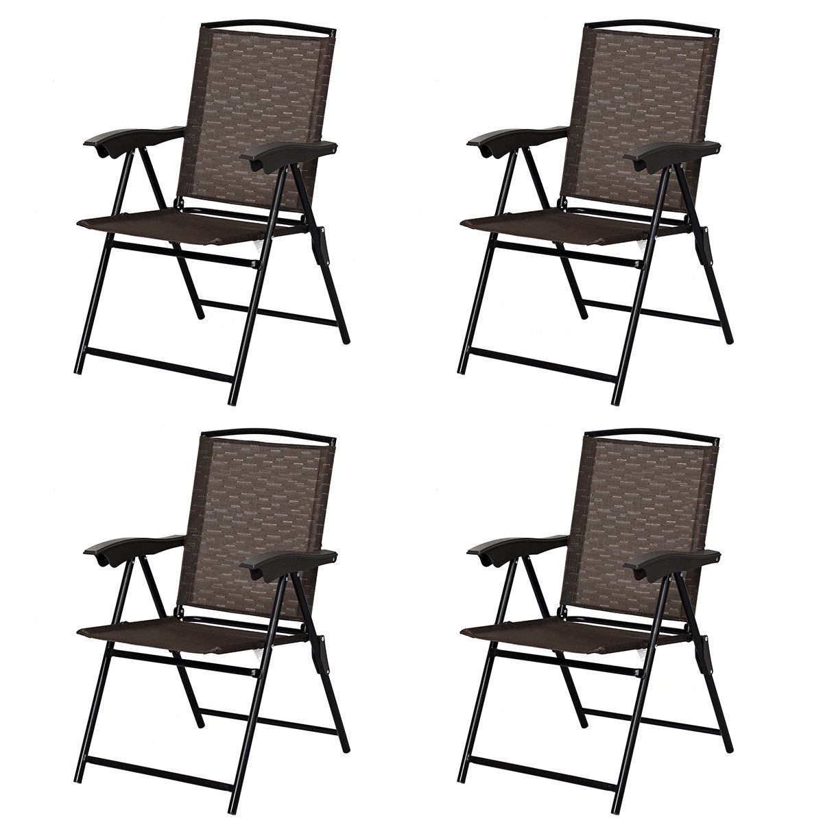 Folding Patio Dining Chairs Set of 4 with Adjustable Backrest