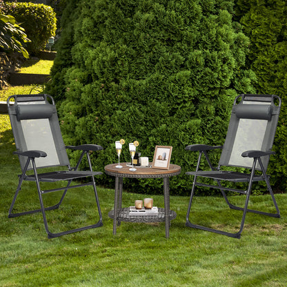 Adjustable Folding Recliner Chairs - 7 Position Backrest (Set of 2)