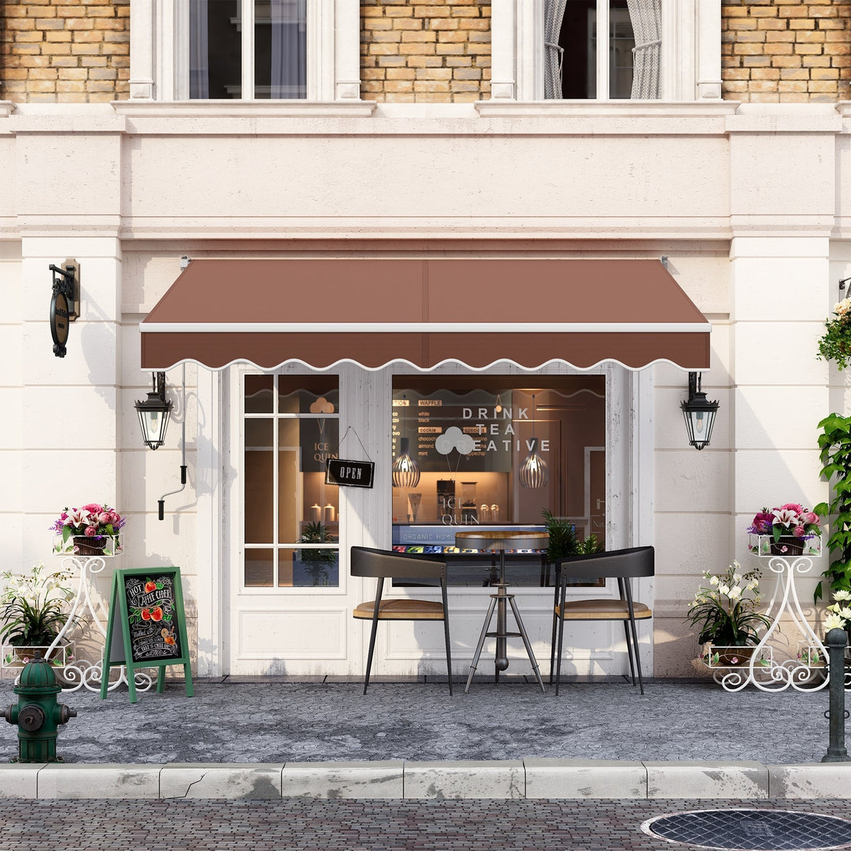 8 x 6.6 Feet Patio Retractable Awning with Manual Crank Handle