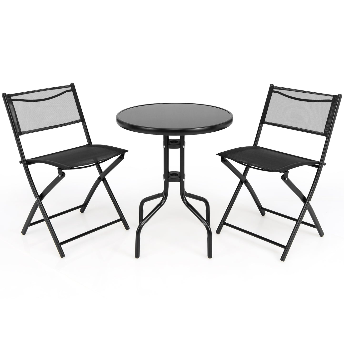 3-Piece Folding Bistro Set with Round Table and Chairs