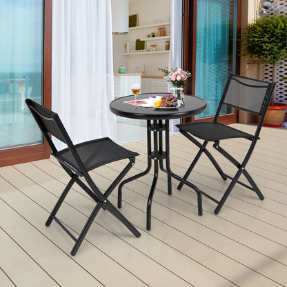 3-Piece Folding Bistro Set with Round Table and Chairs