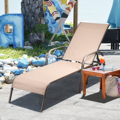 Adjustable Patio Chaise Lounge Chair with 5-Position Backrest