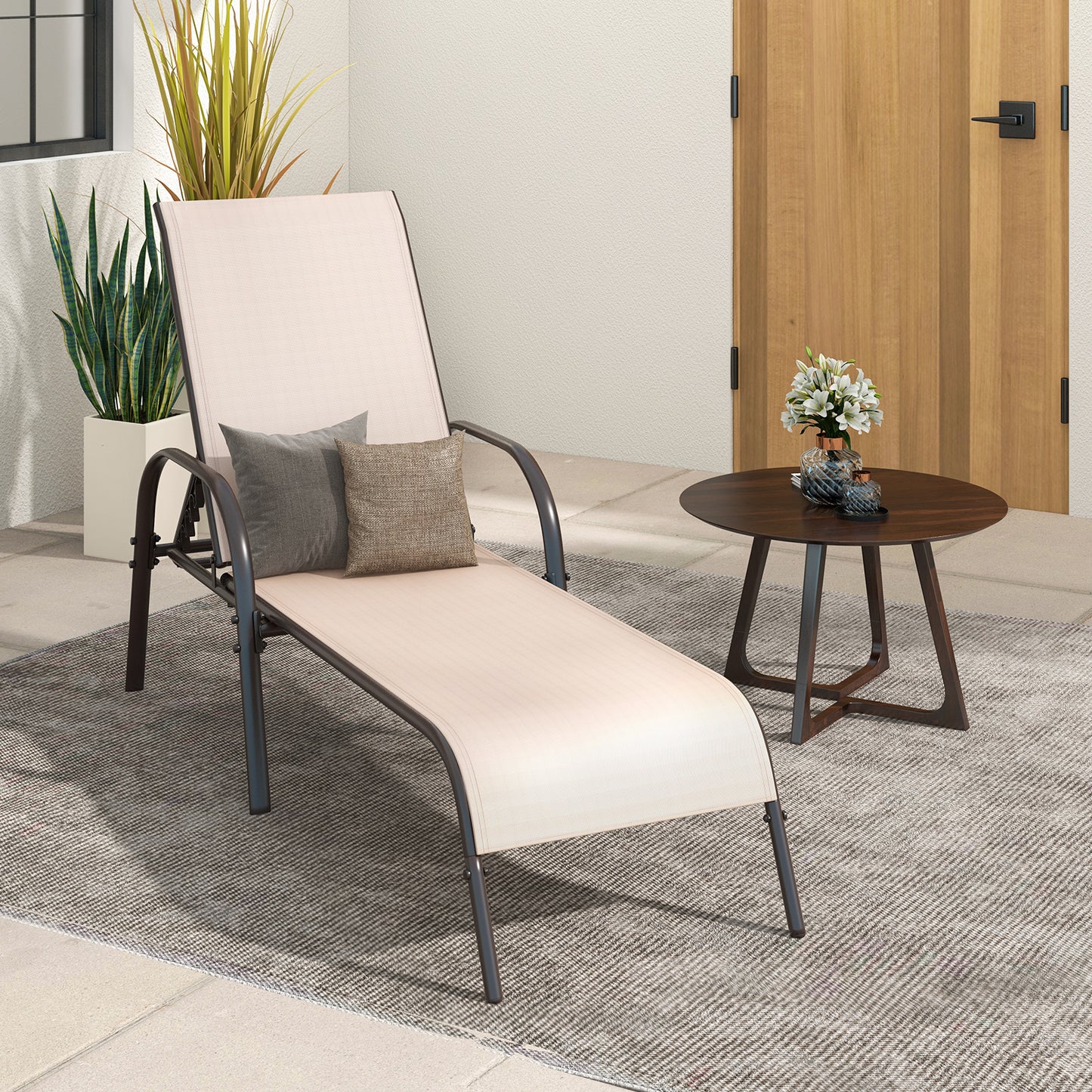 Adjustable Patio Chaise Lounge Chair with 5-Position Backrest