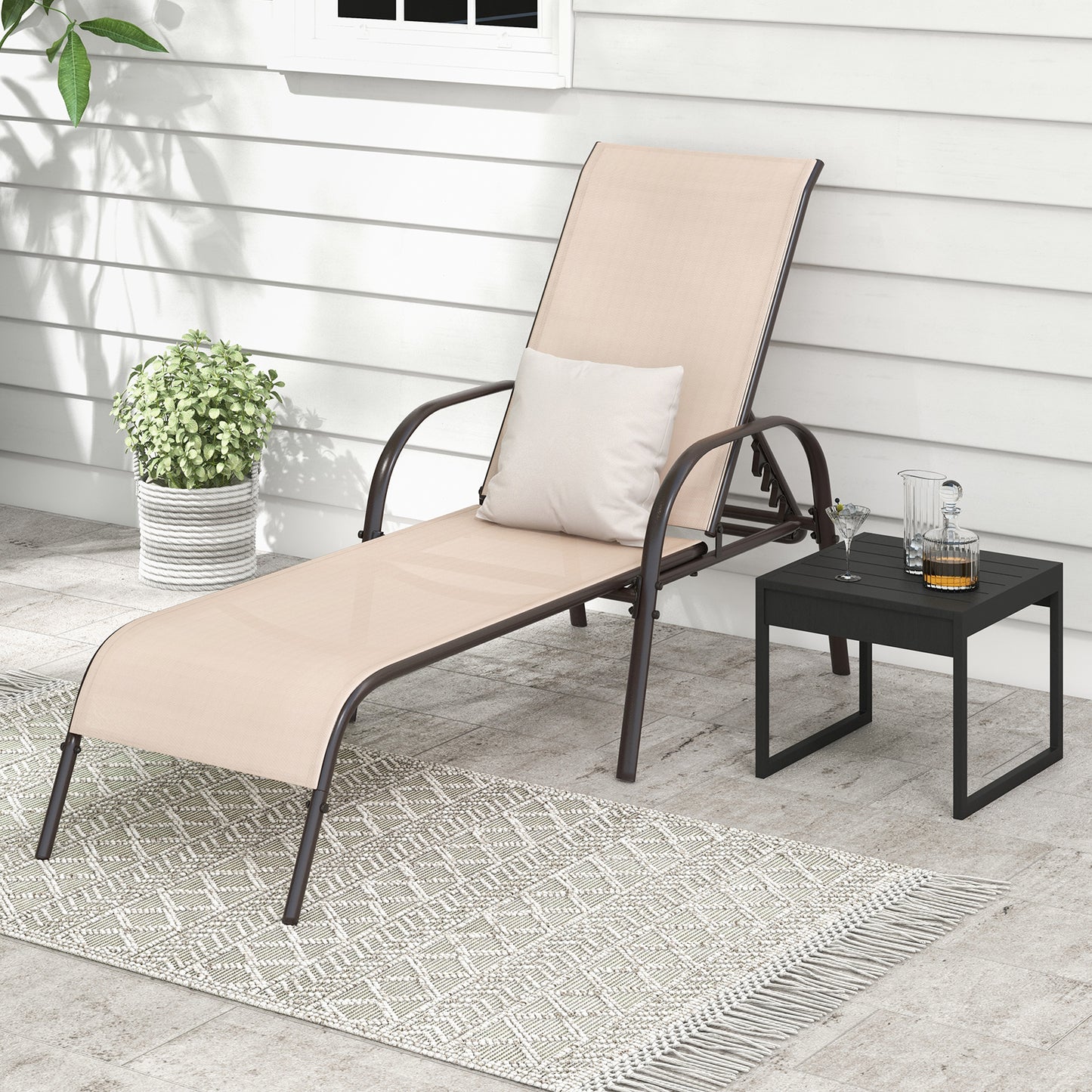 Adjustable Patio Chaise Lounge Chair with 5-Position Backrest