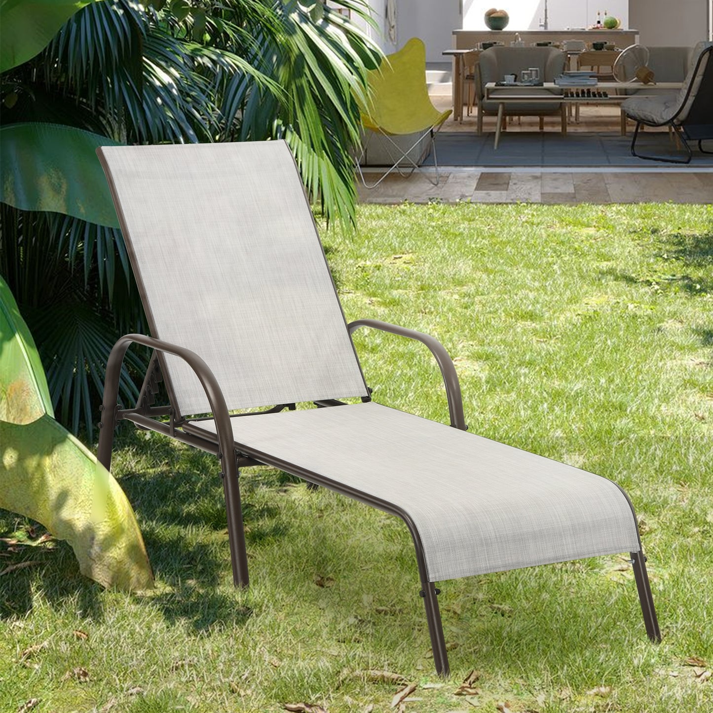 Adjustable Patio Chaise Lounge Chair with 5-Position Backrest