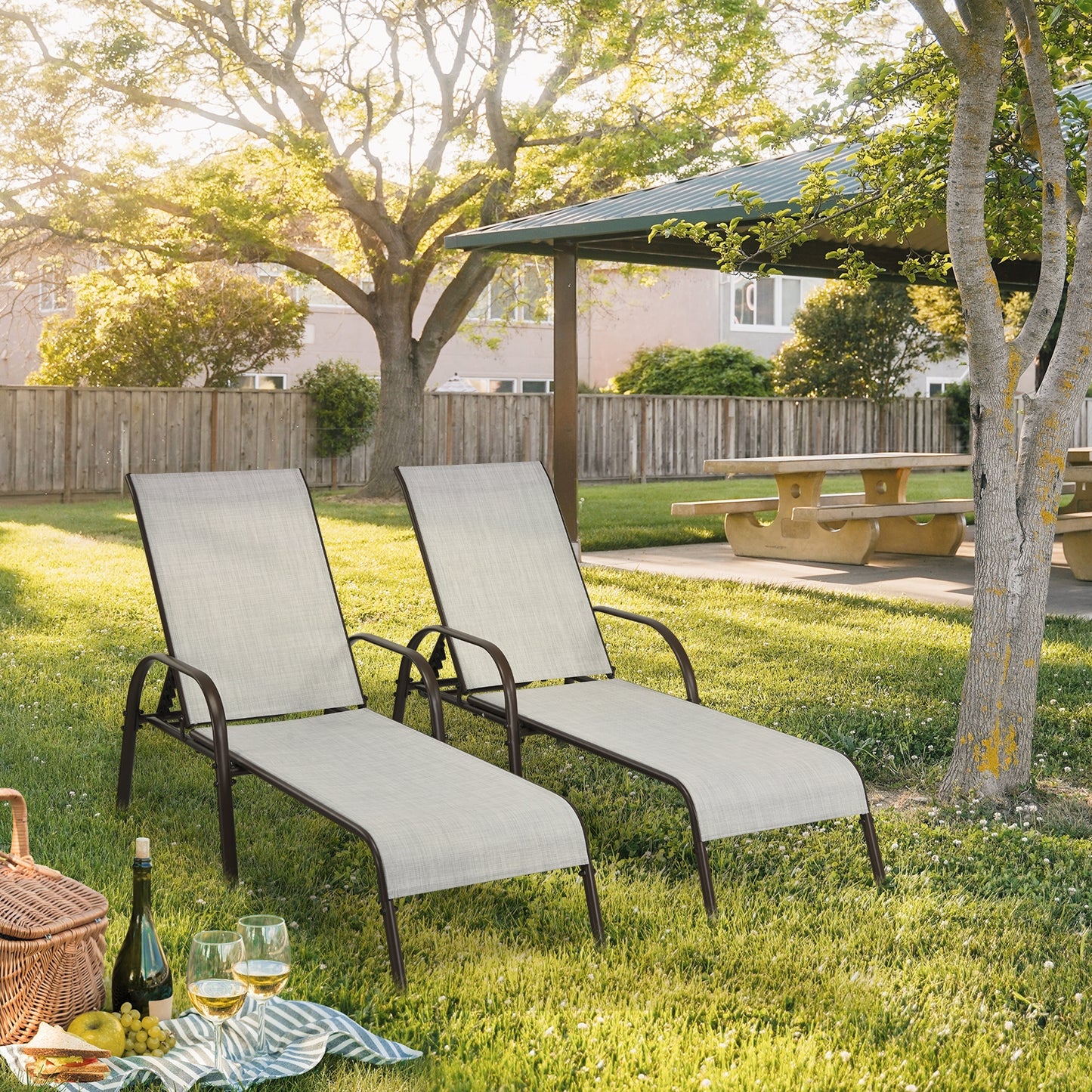 Adjustable Patio Chaise Lounge Chair with 5-Position Backrest