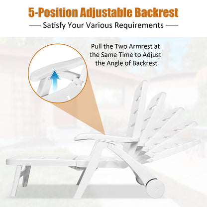 Adjustable Folding Chaise Lounge Chair with Wheels