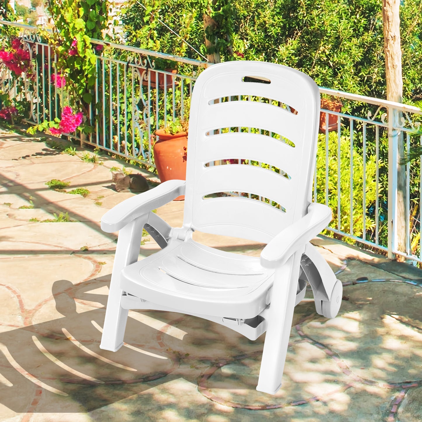Adjustable Folding Chaise Lounge Chair with Wheels
