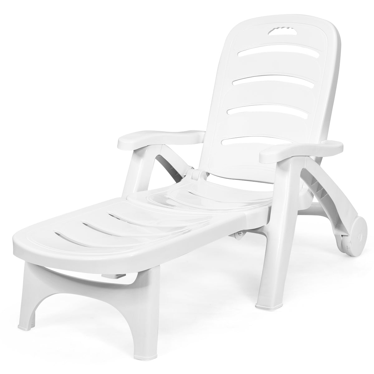 Adjustable Folding Chaise Lounge Chair with Wheels