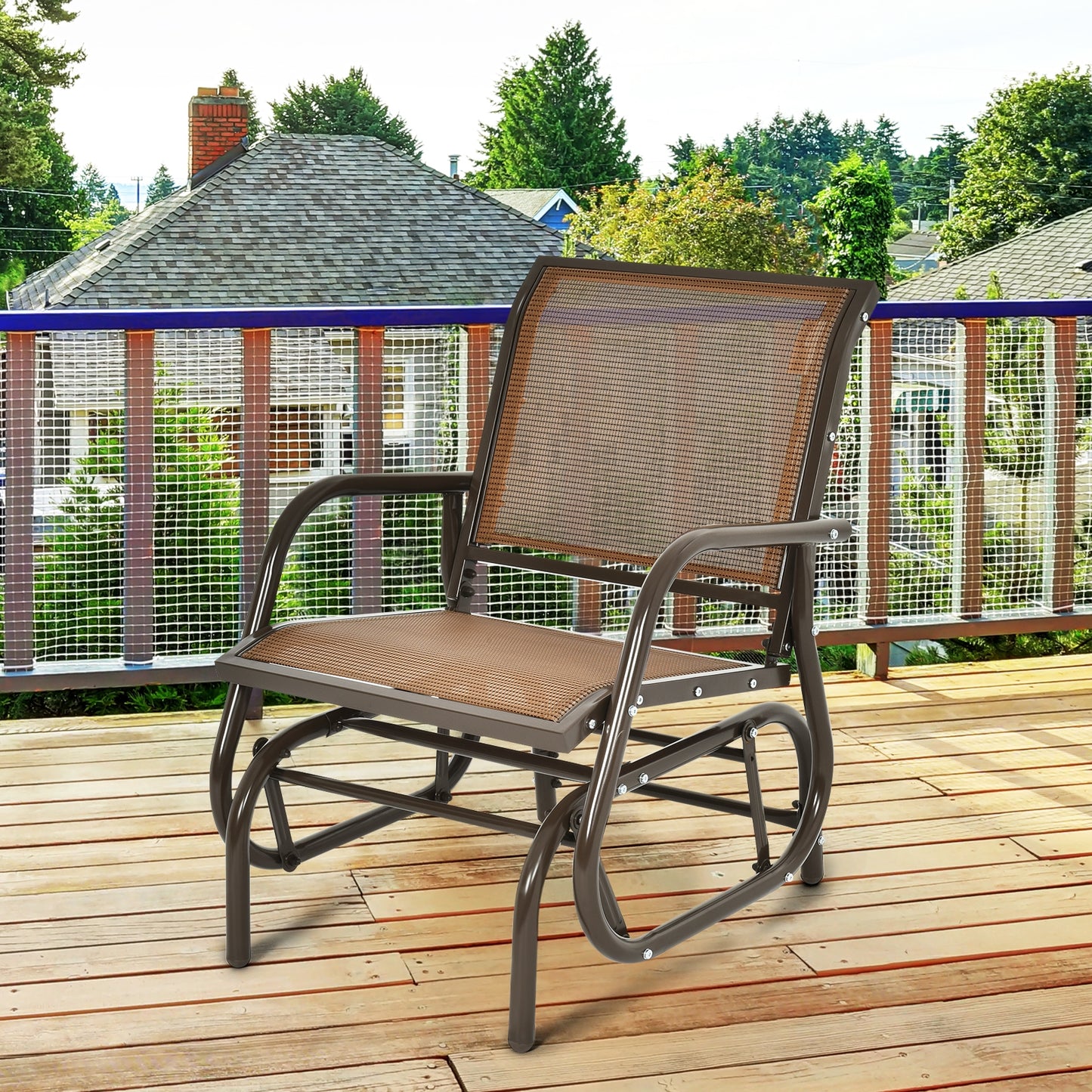Outdoor Swing Glider Rocking Chair with Armrests