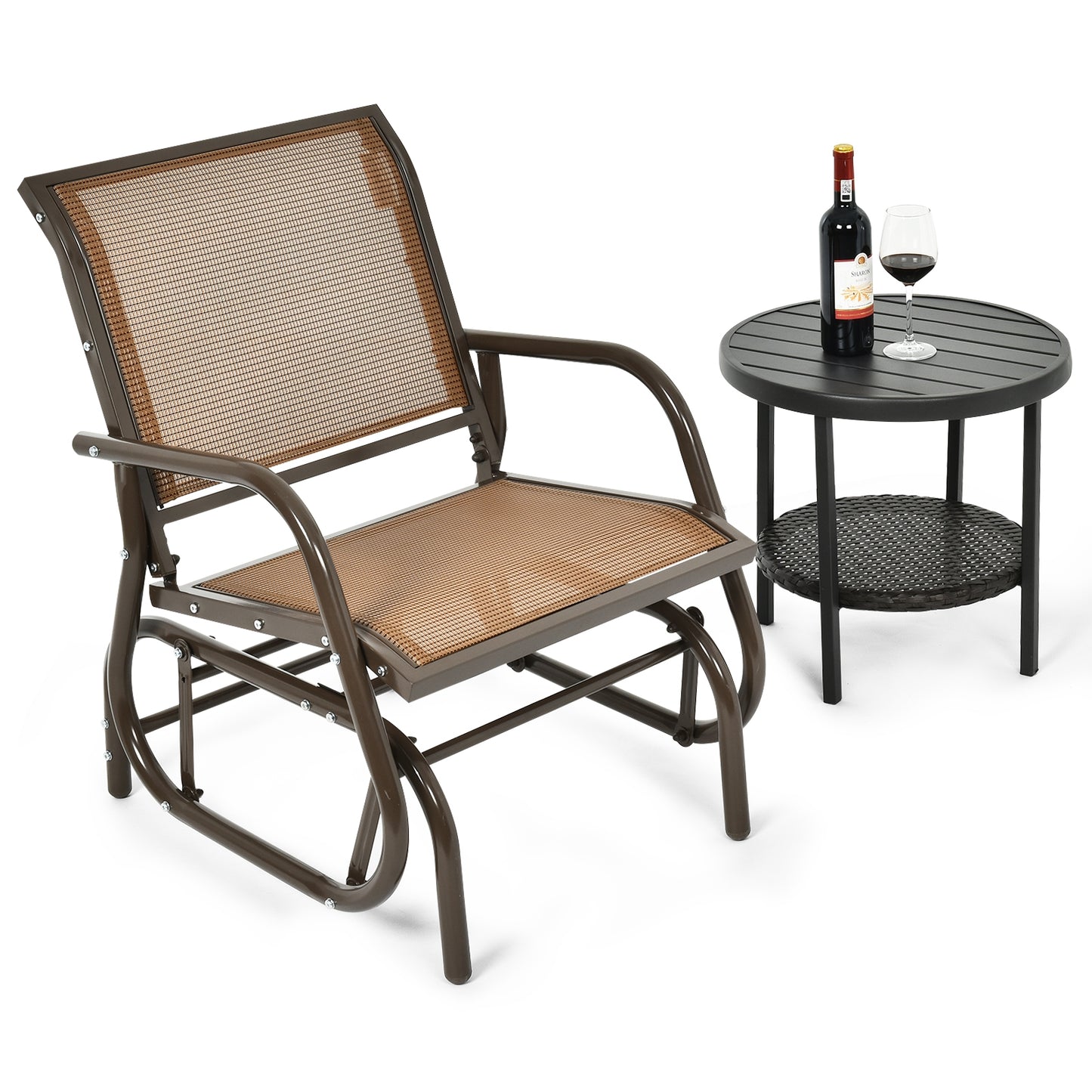Outdoor Swing Glider Rocking Chair with Armrests