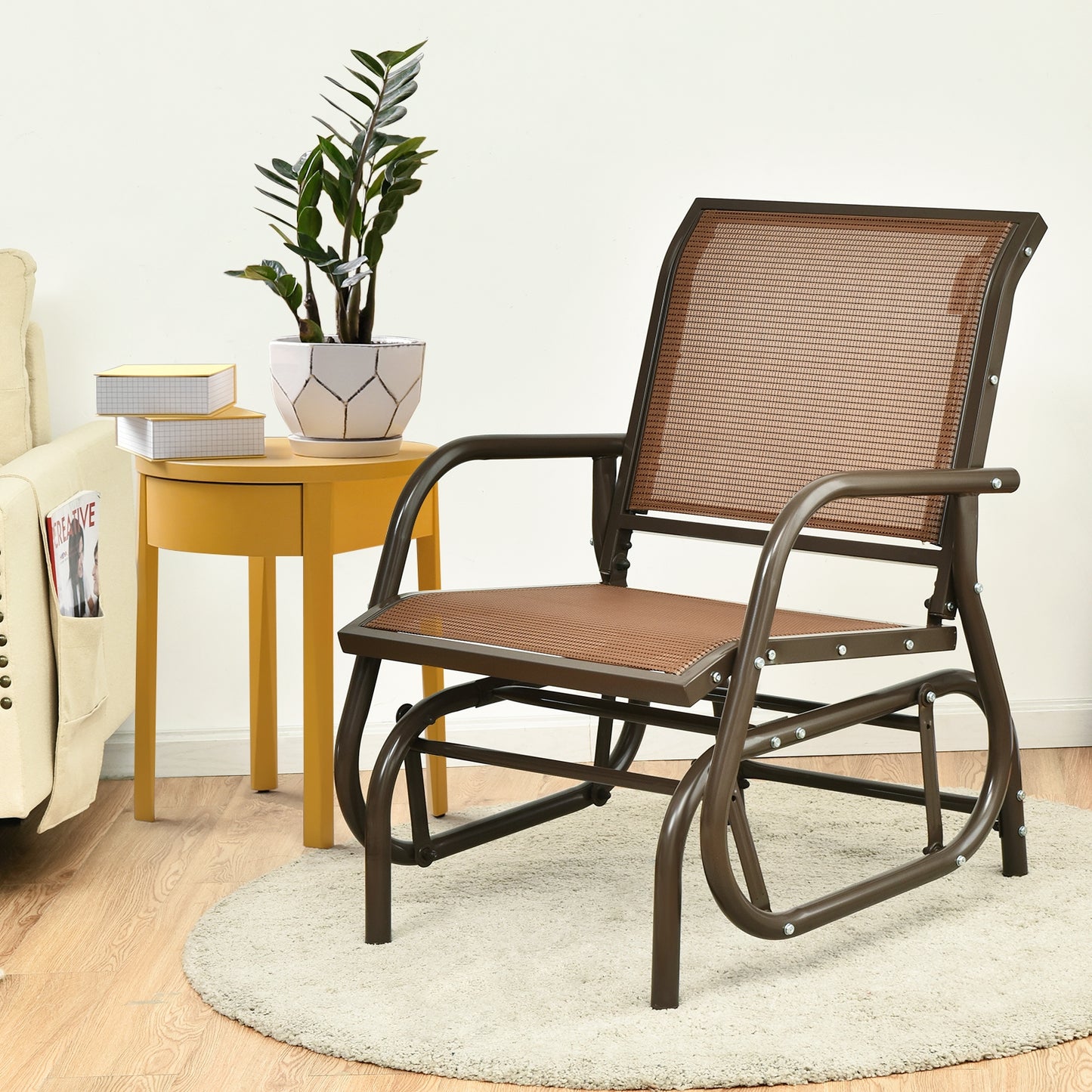 Outdoor Swing Glider Rocking Chair with Armrests