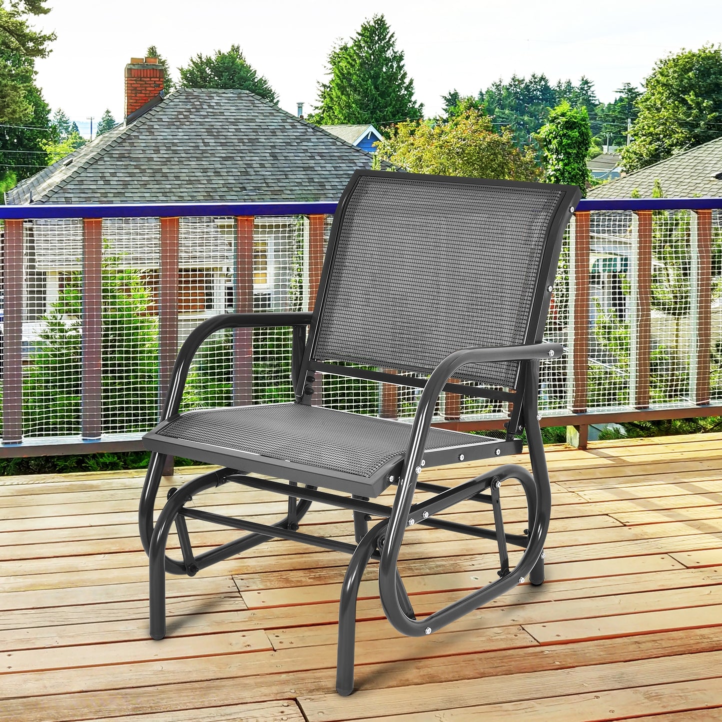 Outdoor Swing Glider Rocking Chair with Armrests