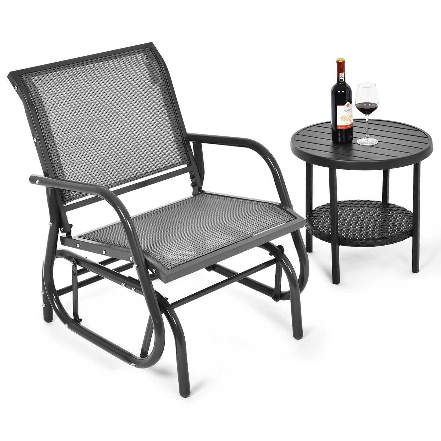Outdoor Swing Glider Rocking Chair with Armrests