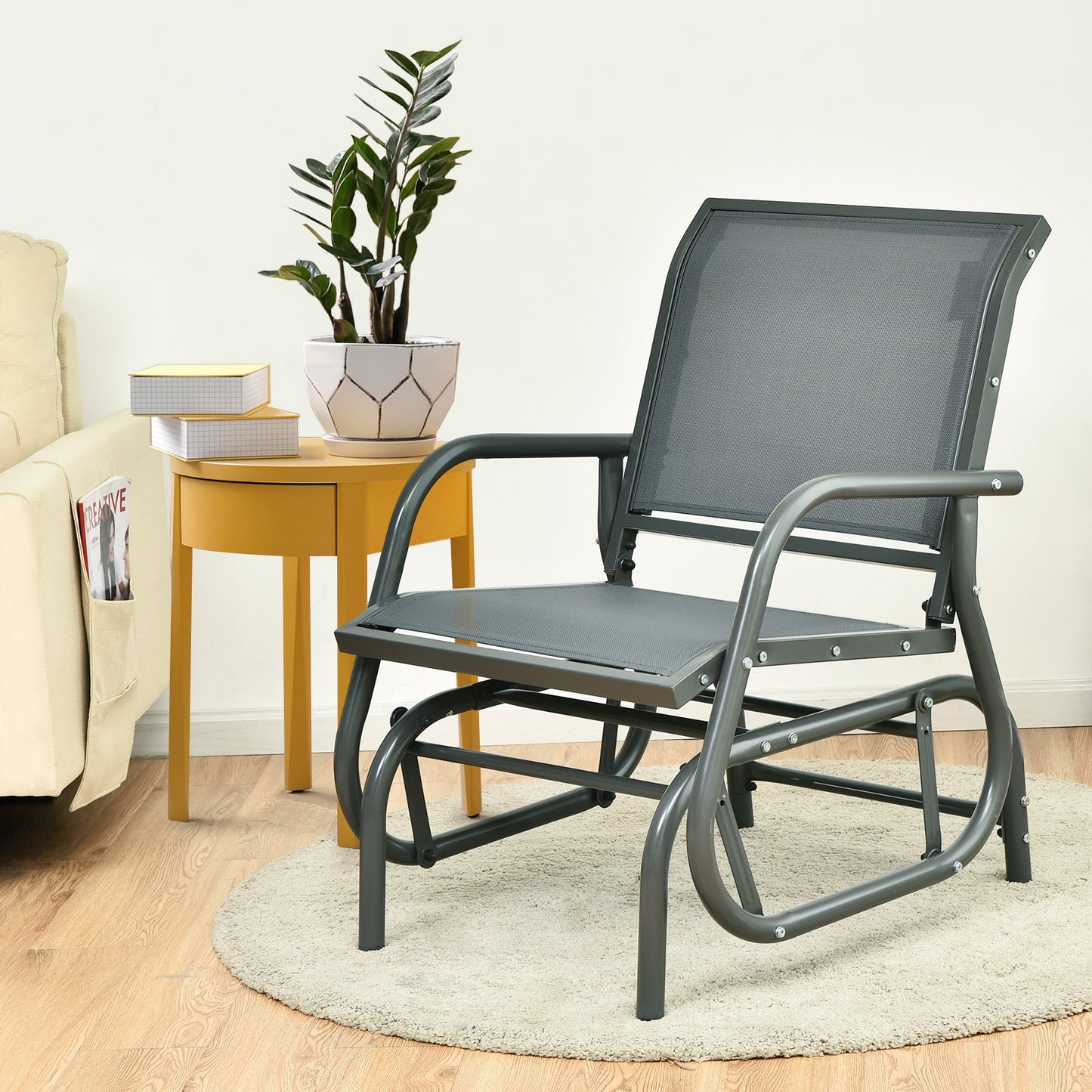 Outdoor Swing Glider Rocking Chair with Armrests
