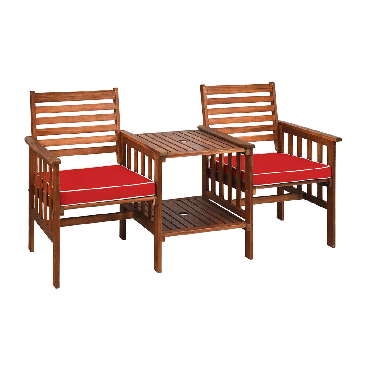 Acacia Wood Patio Conversation Set with Loveseat & Coffee Table