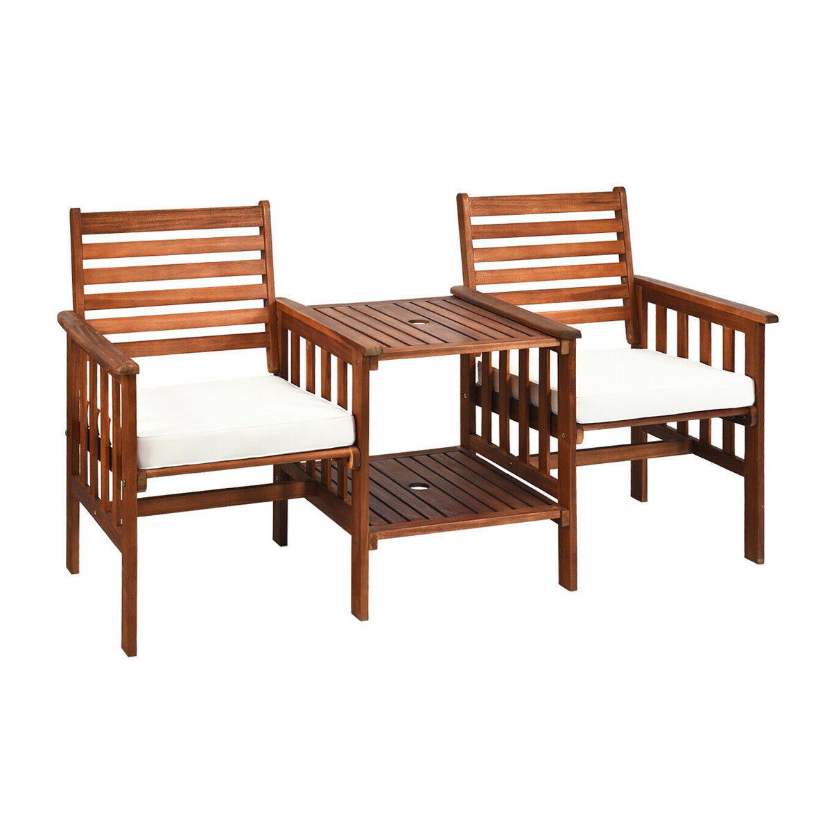 Acacia Wood Patio Conversation Set with Loveseat & Coffee Table