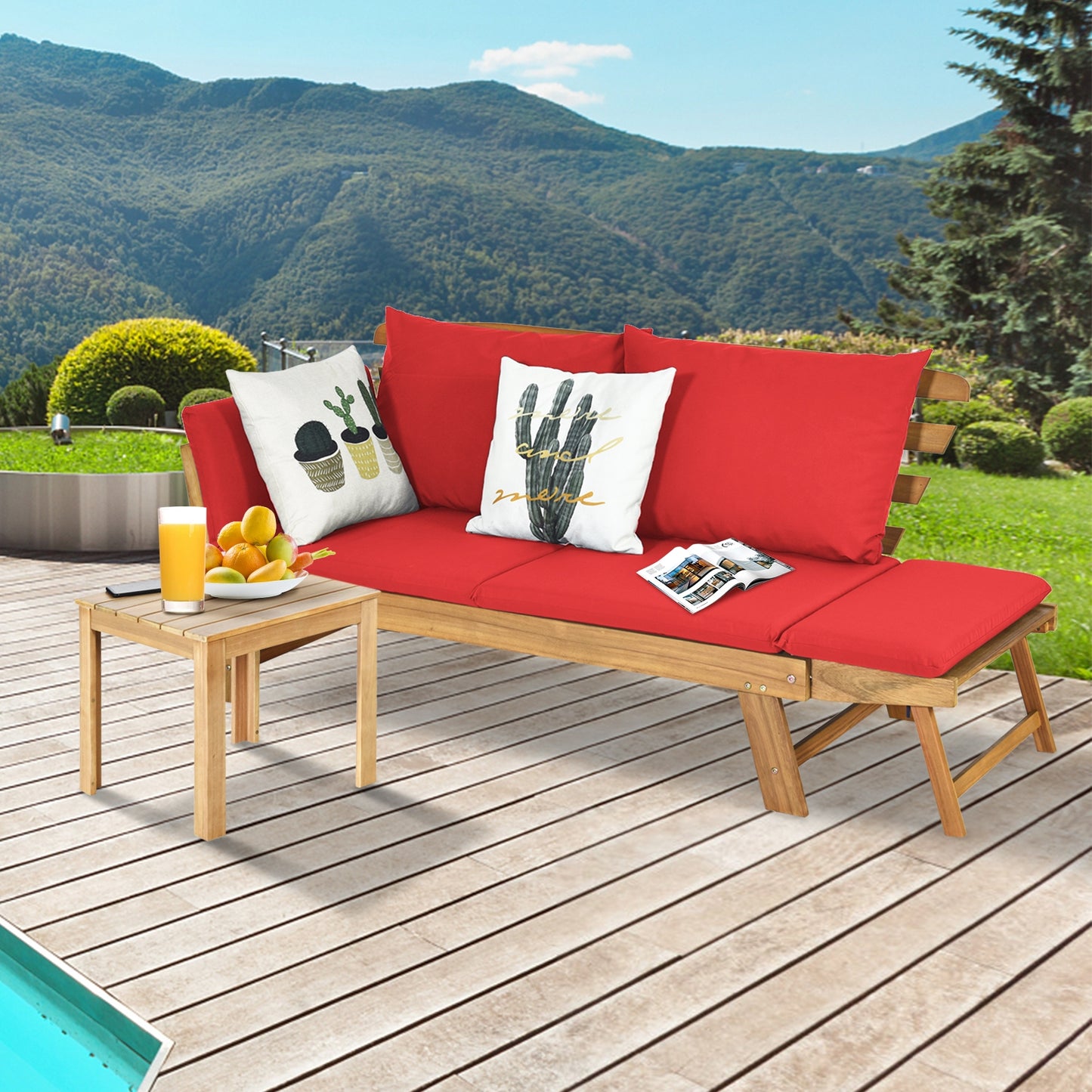 Convertible Patio Daybed Sofa with Thick Cushion