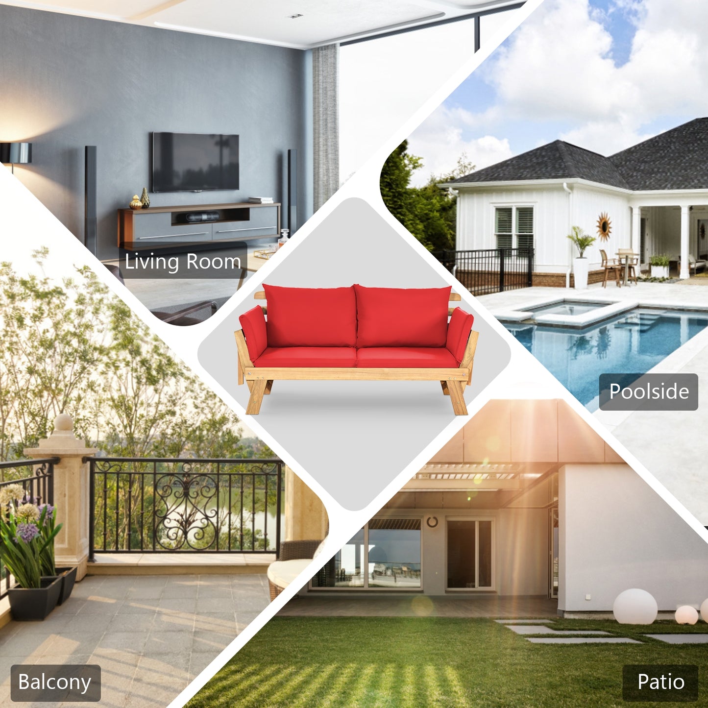 Convertible Patio Daybed Sofa with Thick Cushion