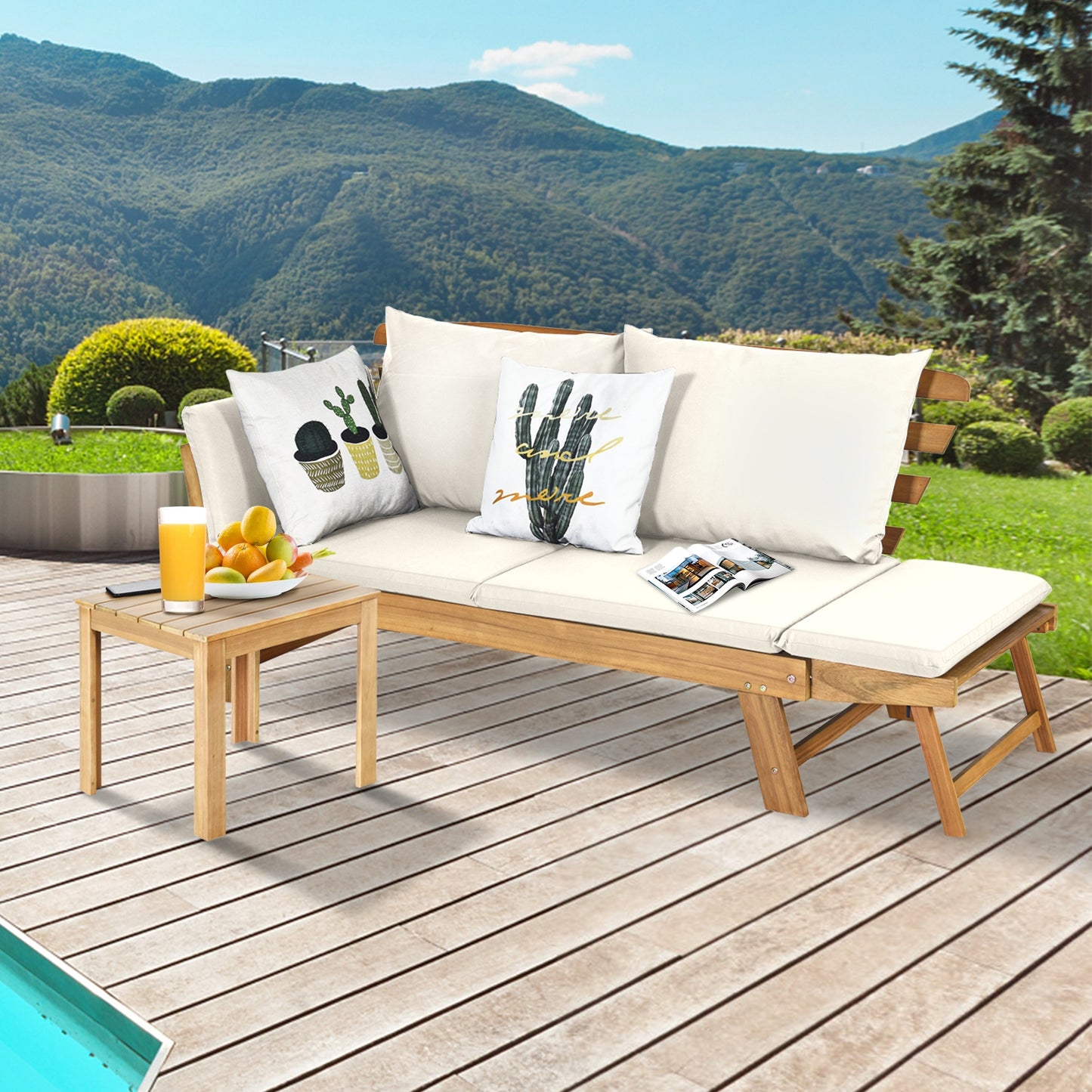 Convertible Patio Daybed Sofa with Thick Cushion