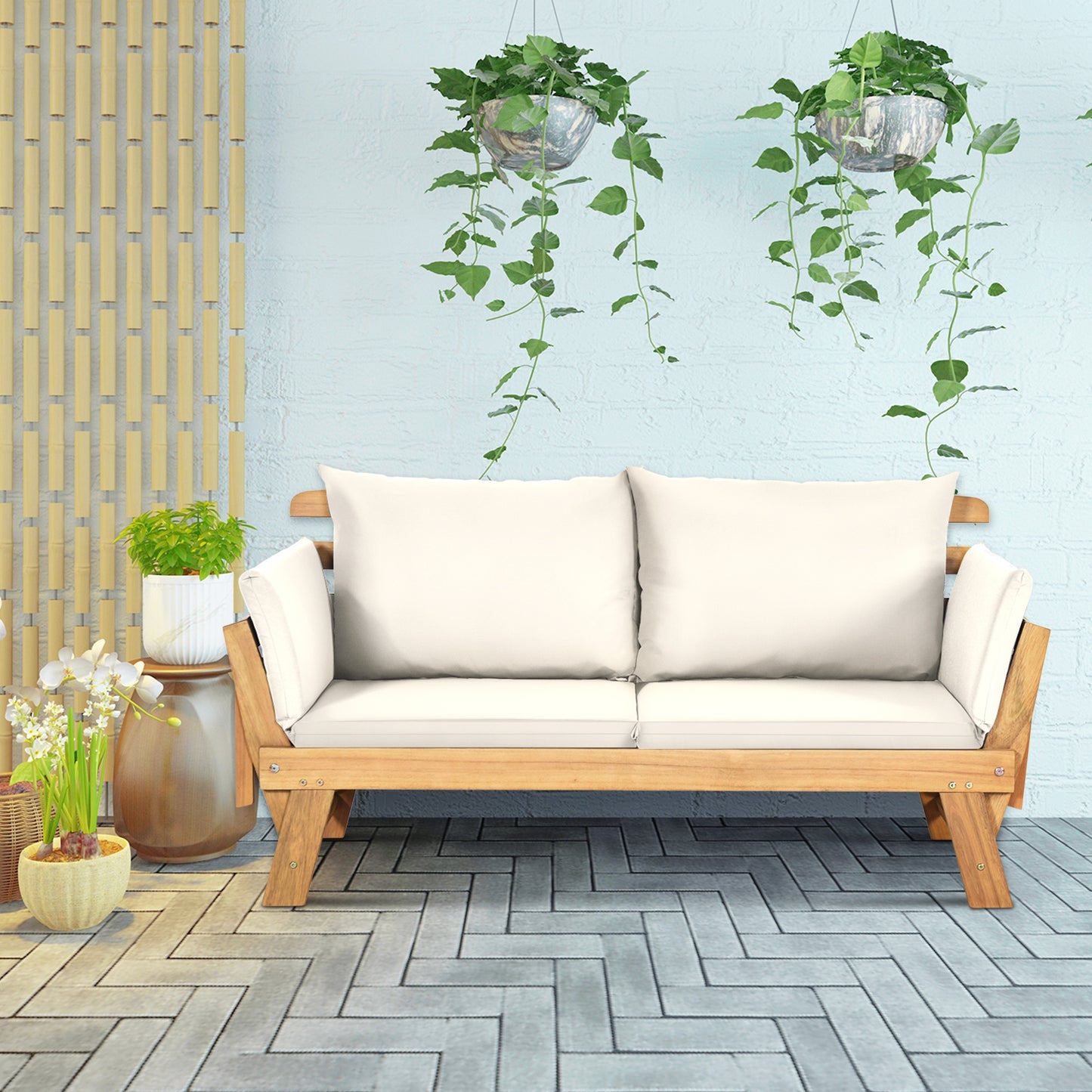 Convertible Patio Daybed Sofa with Thick Cushion