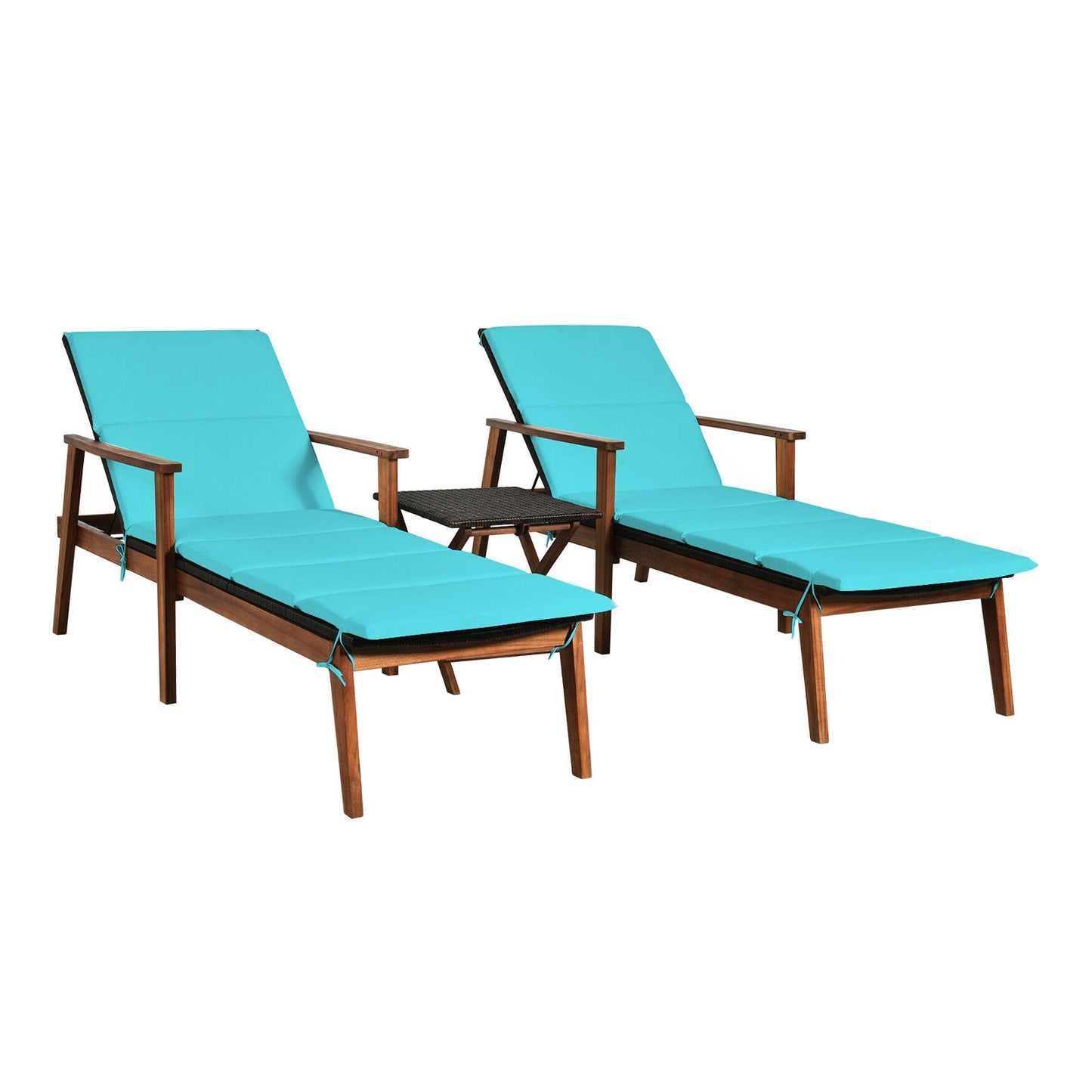 3-Piece Patio Lounge Chair Set with Folding Table