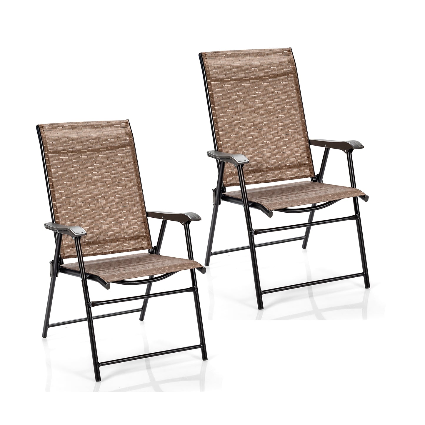 Folding Patio Dining Chairs Set of 2 with Armrests