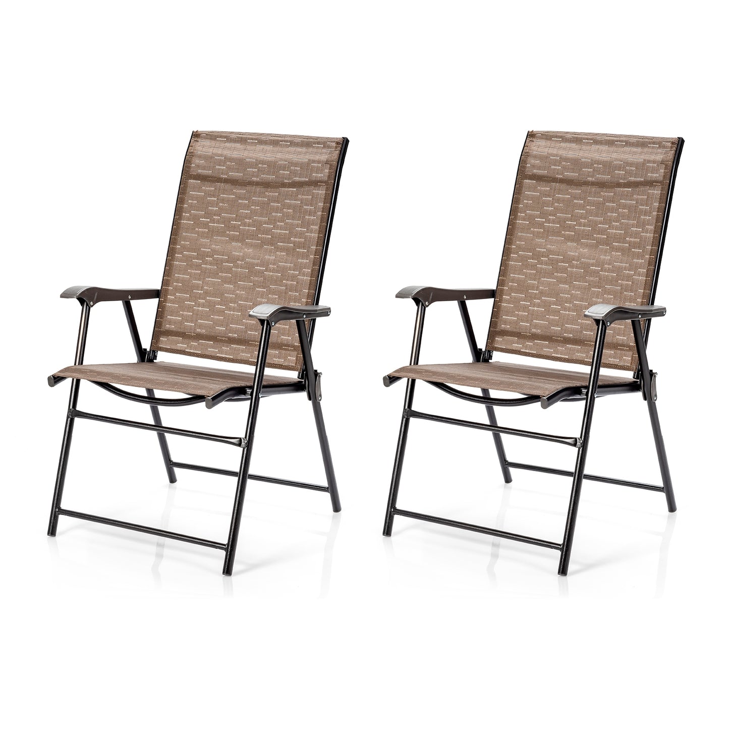 Folding Patio Dining Chairs Set of 2 with Armrests