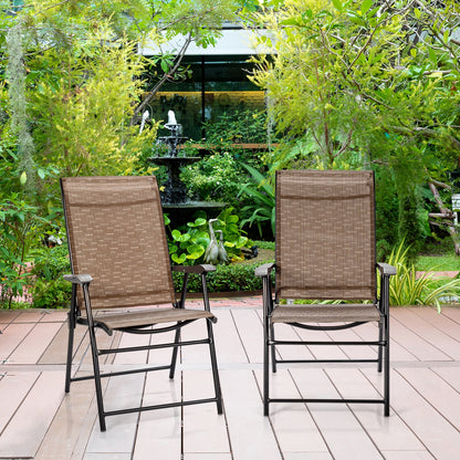 Folding Patio Dining Chairs Set of 2 with Armrests