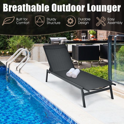 6-Position Adjustable Outdoor Chaise Lounge Chair