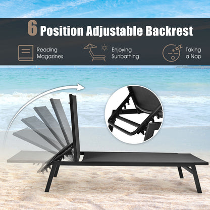 6-Position Adjustable Outdoor Chaise Lounge Chair