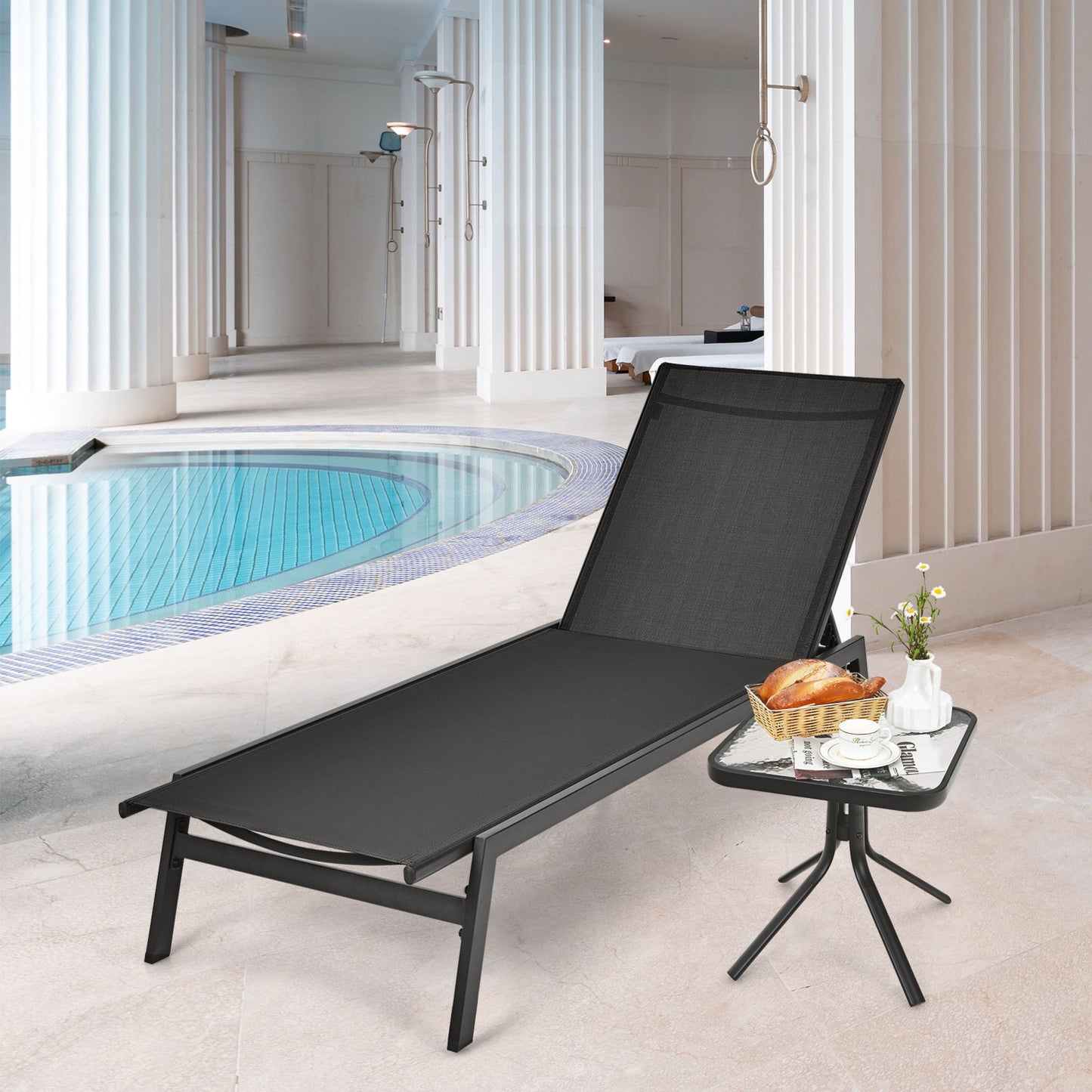 6-Position Adjustable Outdoor Chaise Lounge Chair