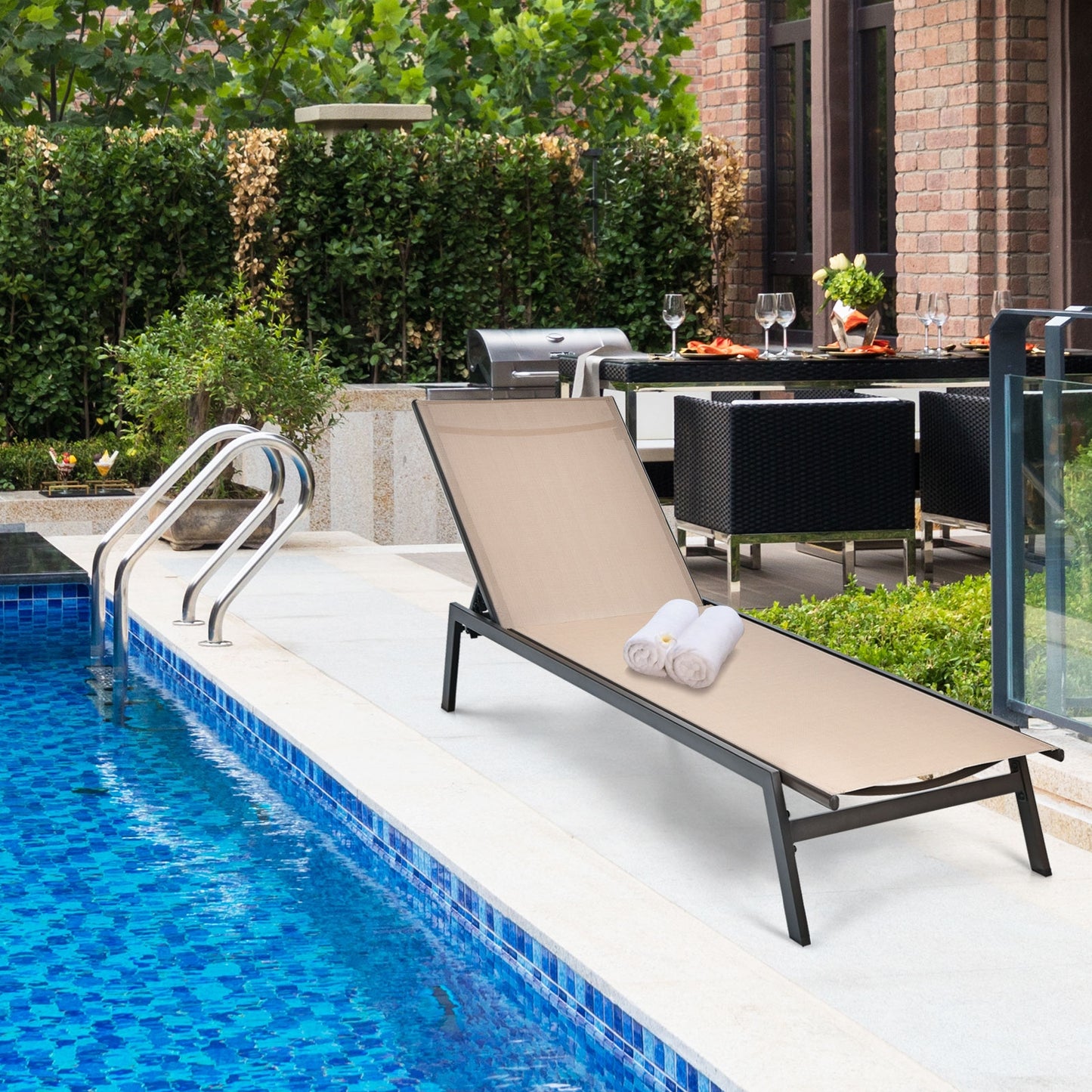 6-Position Adjustable Outdoor Chaise Lounge Chair
