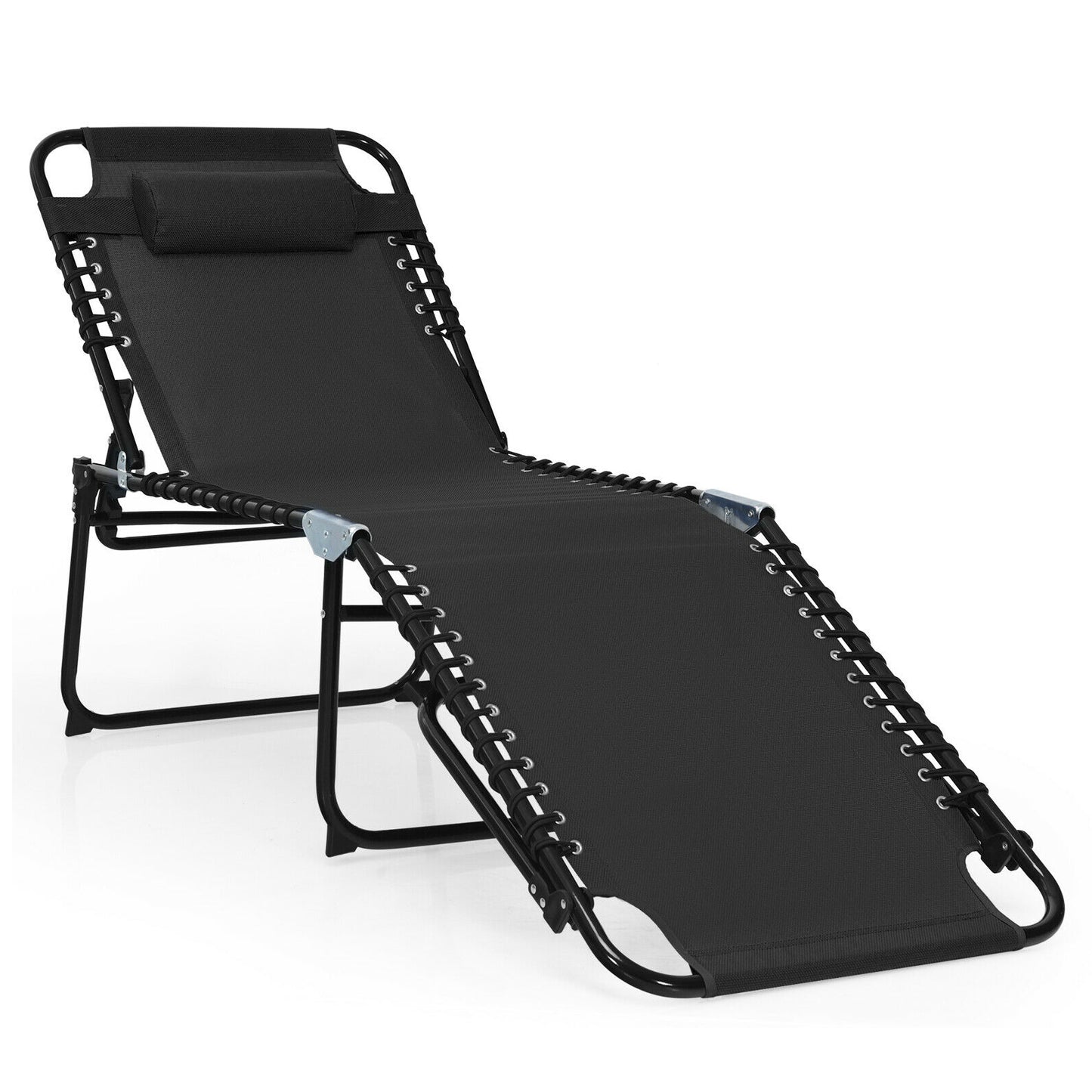 Adjustable Folding Lounge Chair with Footrest - 265 lb Capacity