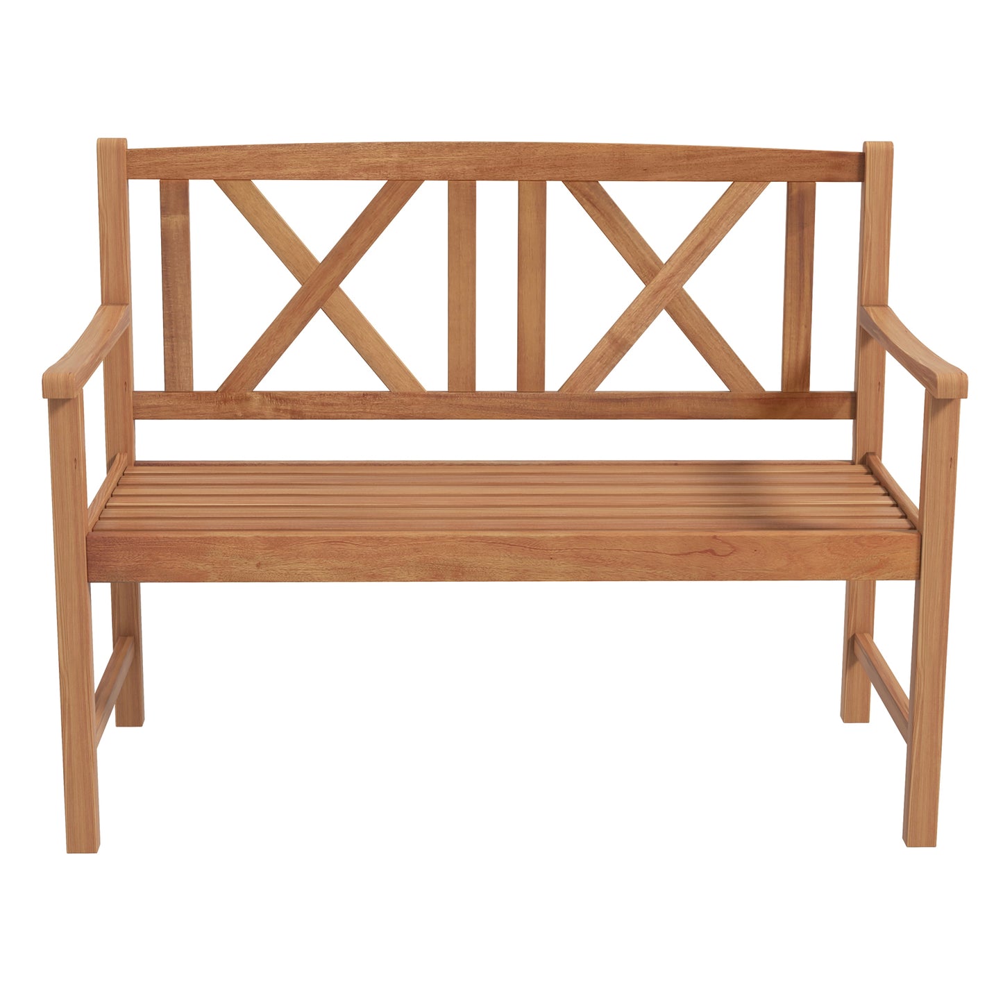 2-Person Acacia Wood Outdoor Bench with Armrests