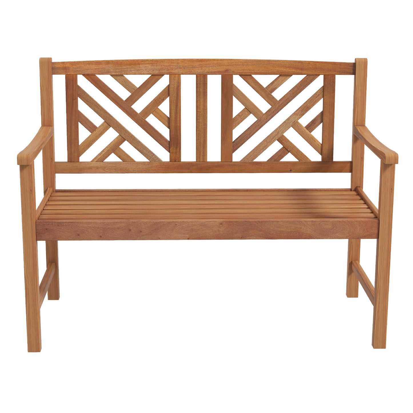 2-Person Acacia Wood Outdoor Bench with Armrests