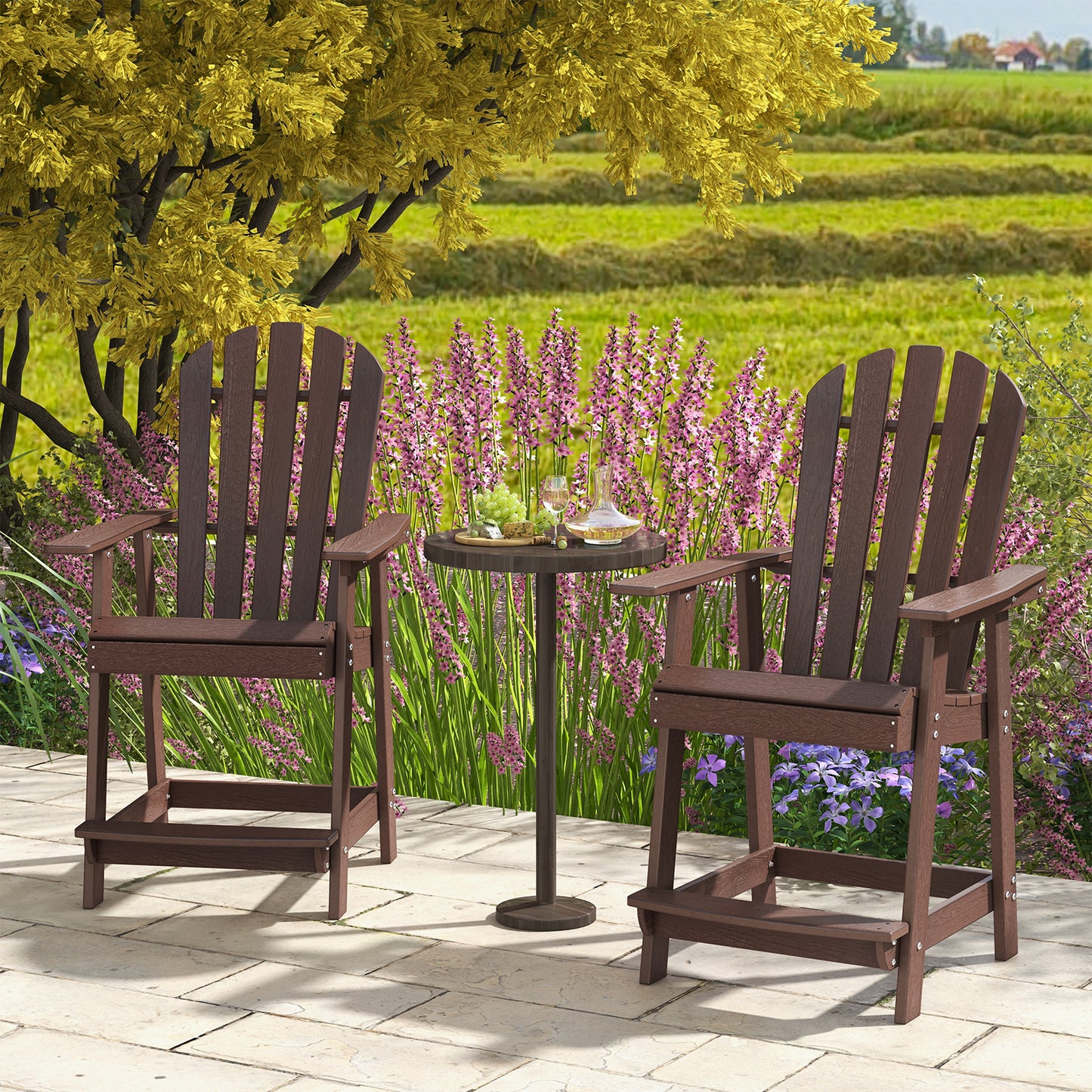 HDPE Adirondack Chair with Footrest - Weather Resistant