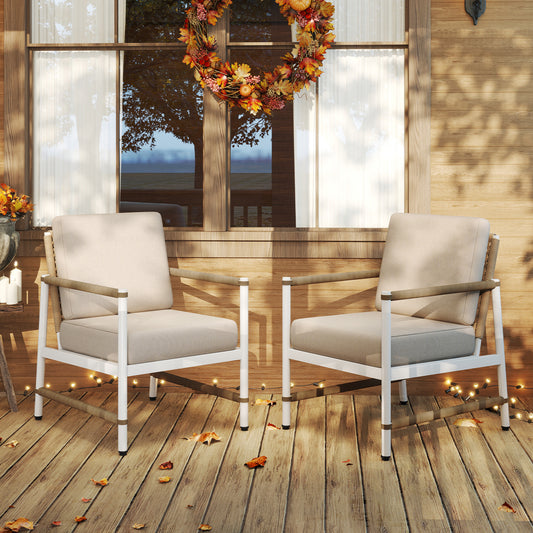 Patio Aluminum Sofa Set with Wicker Backrest (2-Pack)