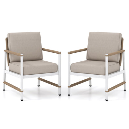 Patio Aluminum Sofa Set with Wicker Backrest (2-Pack)